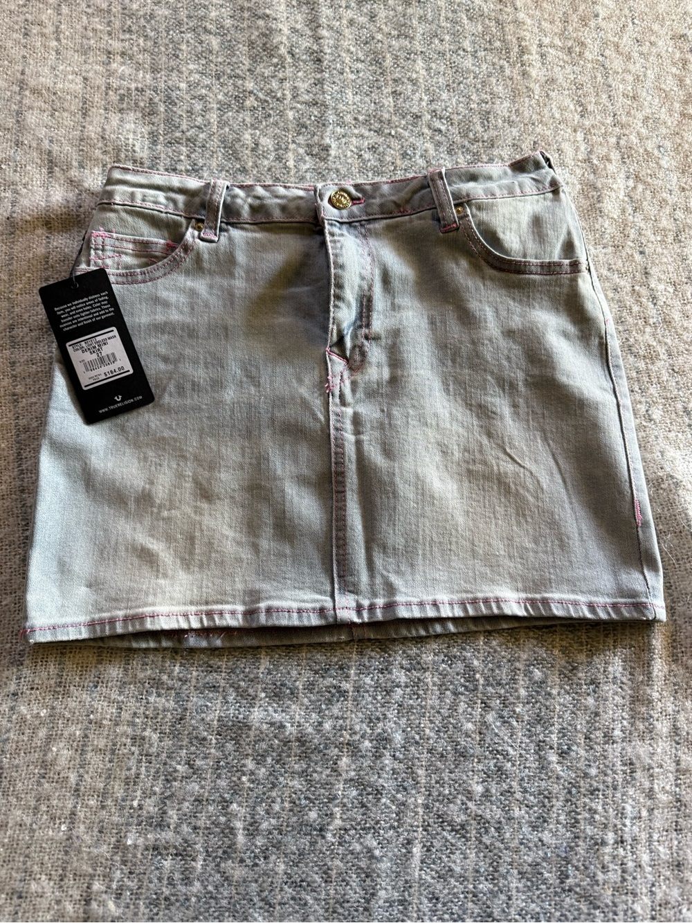 Light Endless Wash Denim Mini Skirt True Religion 27 Pink NWT